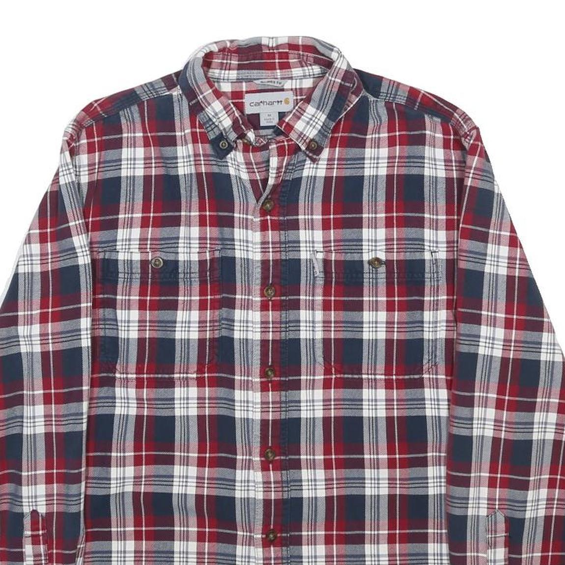 CARHARTT Mens Red & Navy Check Shirt M Button Down Collar Casual Workwear