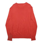 TOMMY HILFIGER Mens Red Plain Pullover Crew Neck Basic Knit Jumper L Cotton