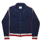 CHAMPION Womens Navy Blue Red & White Track Jacket L Polyester Zip Athletic
