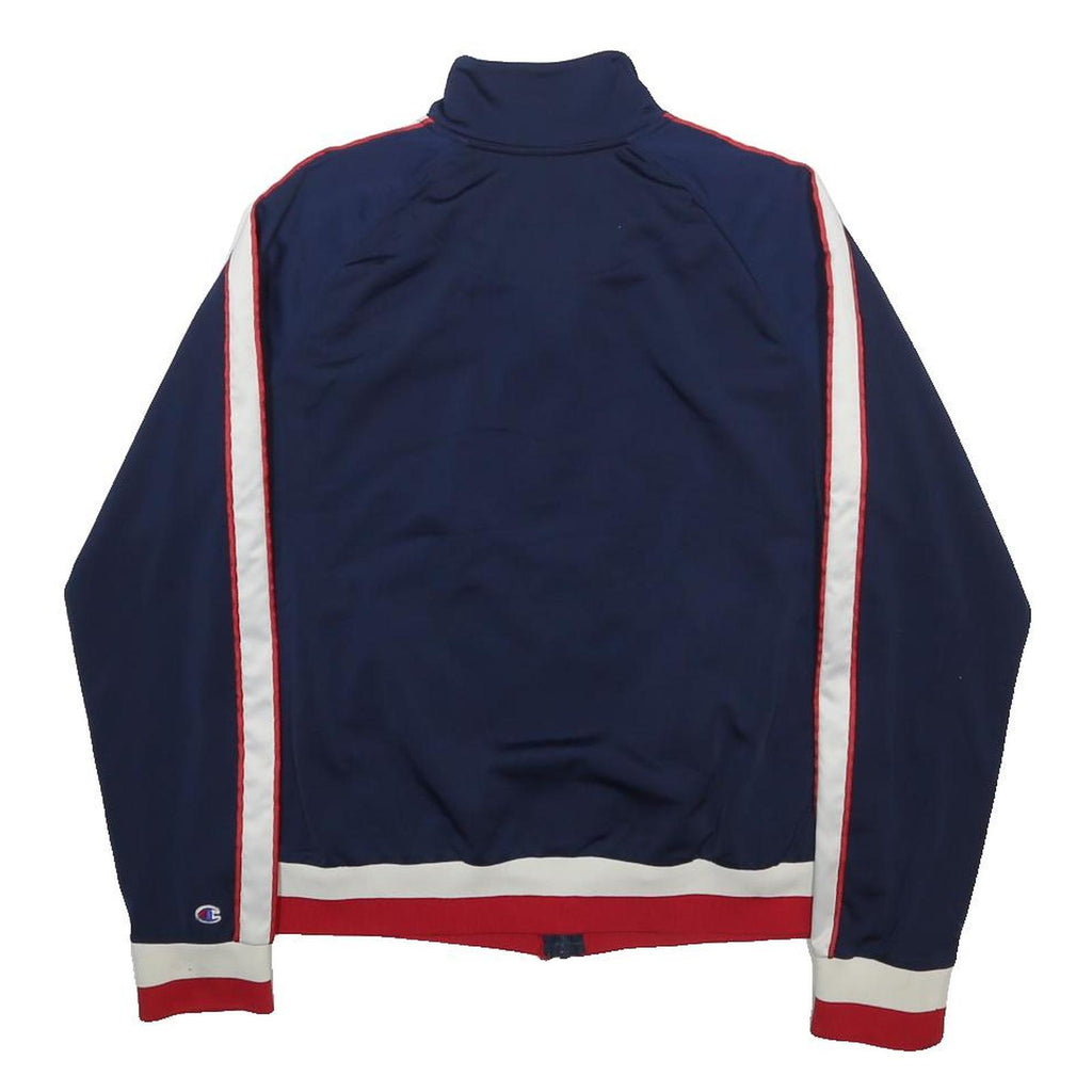 CHAMPION Womens Navy Blue Red & White Track Jacket L Polyester Zip Athletic