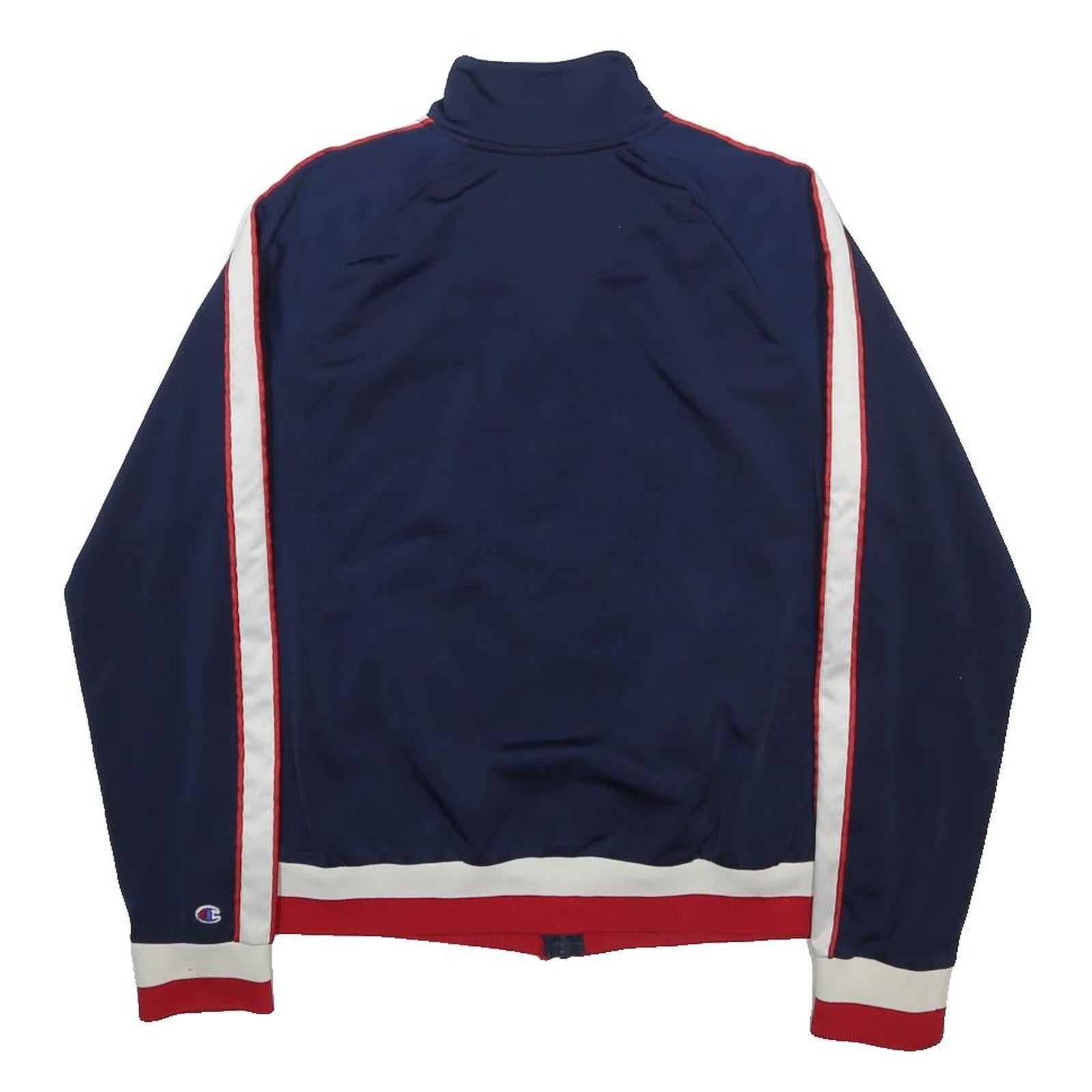 CHAMPION Womens Navy Blue Red & White Track Jacket L Polyester Zip Athletic