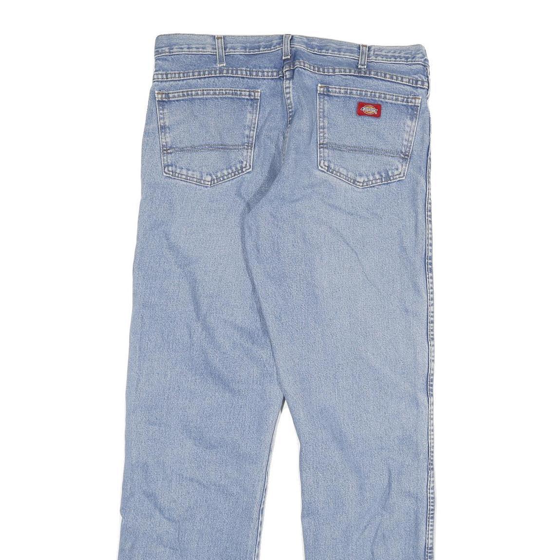 DICKIES Mens Regular Fit Blue Denim Light Wash Jeans W34 L34 Workwear Zip Fly