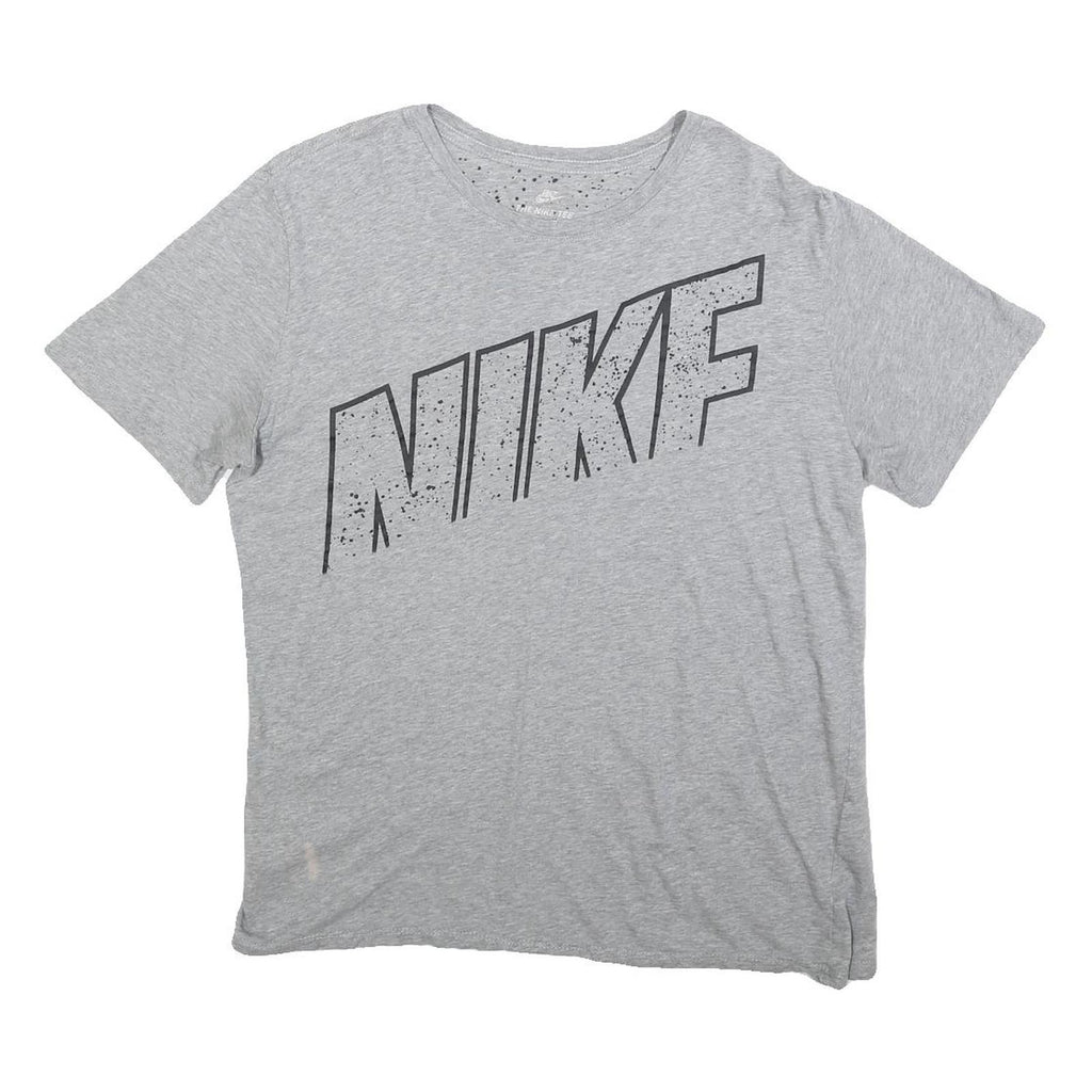 NIKE Womens Grey Crew Neck Short Sleeve Graphic T-Shirt L Casual Cotton Tee