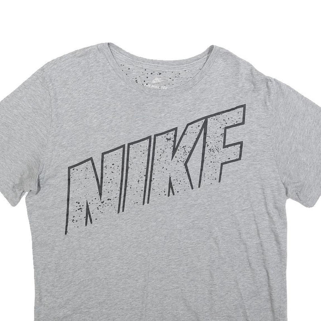 NIKE Womens Grey Crew Neck Short Sleeve Graphic T-Shirt L Casual Cotton Tee