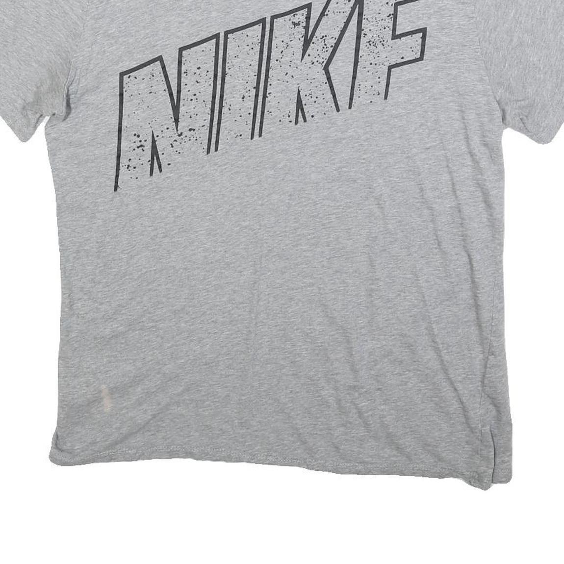 NIKE Womens Grey Crew Neck Short Sleeve Graphic T-Shirt L Casual Cotton Tee