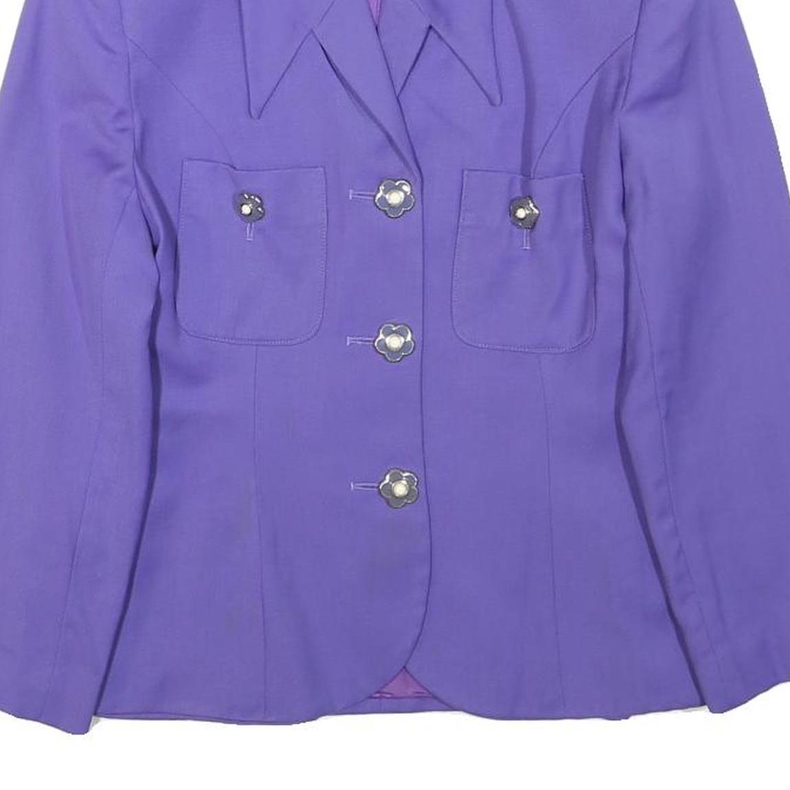 KAREN MILLEN Womens Purple Wool Button Jacket S Tailored Stylish Elegant