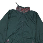 Womens Green Nylon Reversible Button Jacket L Plain Casual Lightweight Outerwear