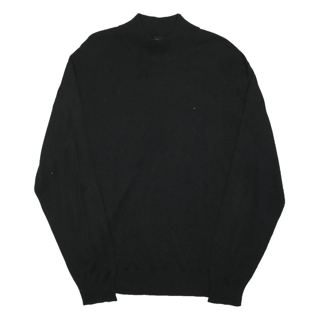 JOS A BANK Mens Black Plain Pullover Crew Neck Basic Knit XL Cotton Blend Jumper