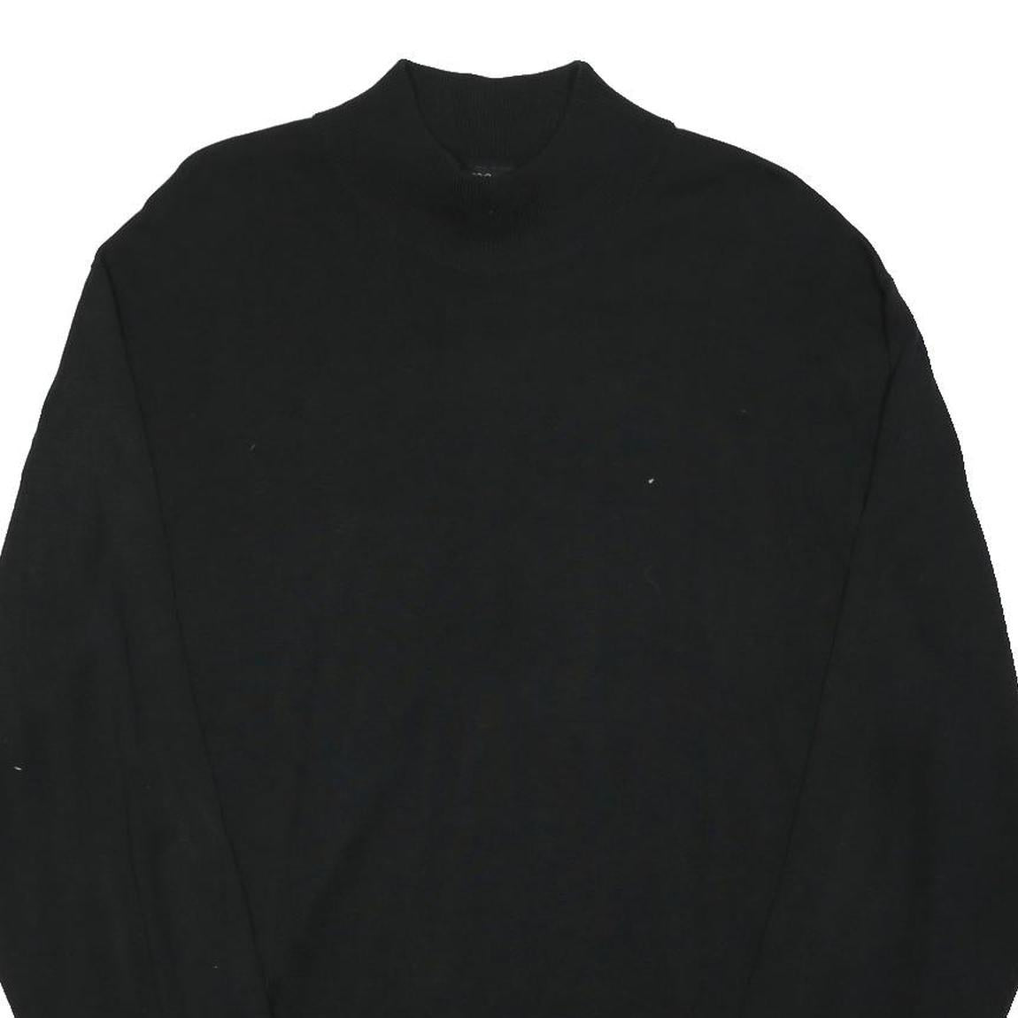 JOS A BANK Mens Black Plain Pullover Crew Neck Basic Knit XL Cotton Blend Jumper