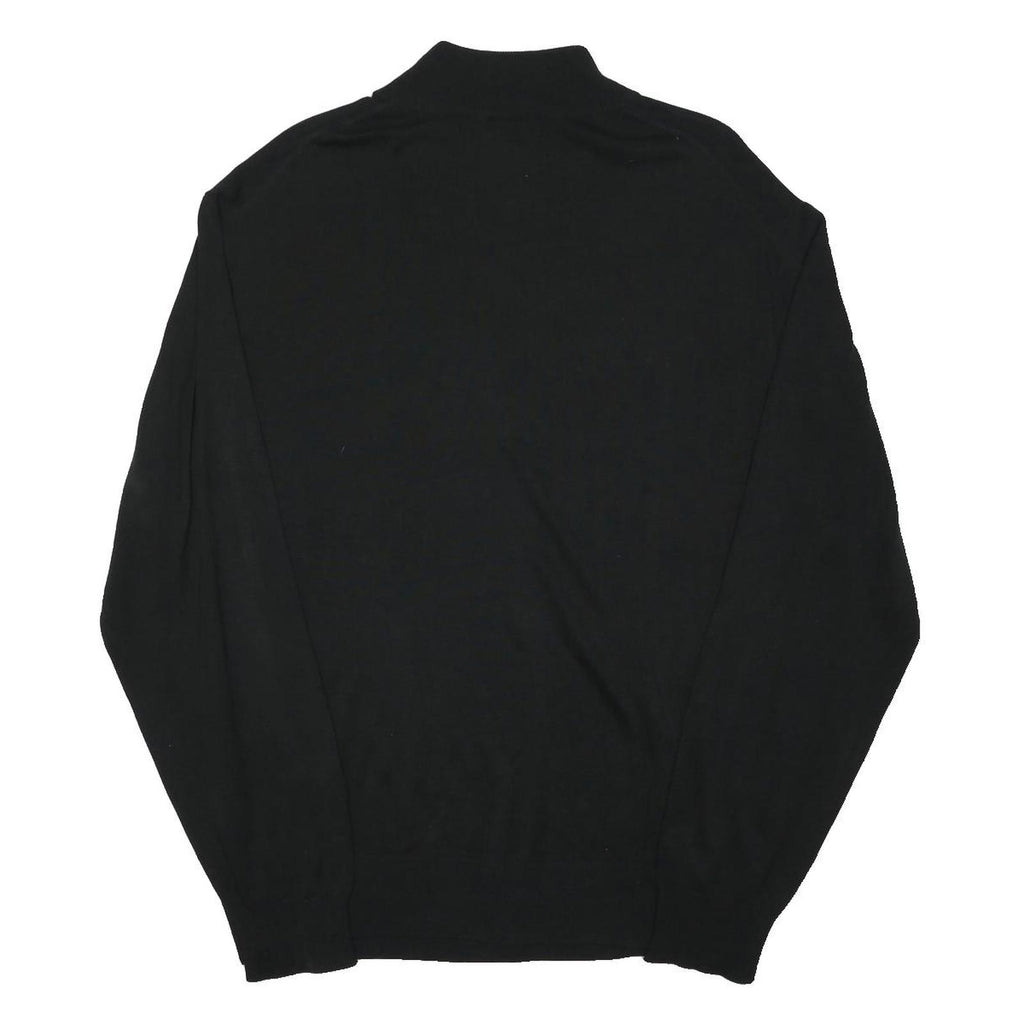 JOS A BANK Mens Black Plain Pullover Crew Neck Basic Knit XL Cotton Blend Jumper