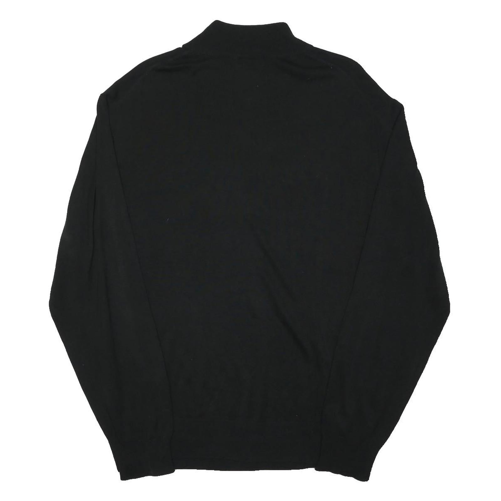 JOS A BANK Mens Black Plain Pullover Crew Neck Basic Knit XL Cotton Blend Jumper