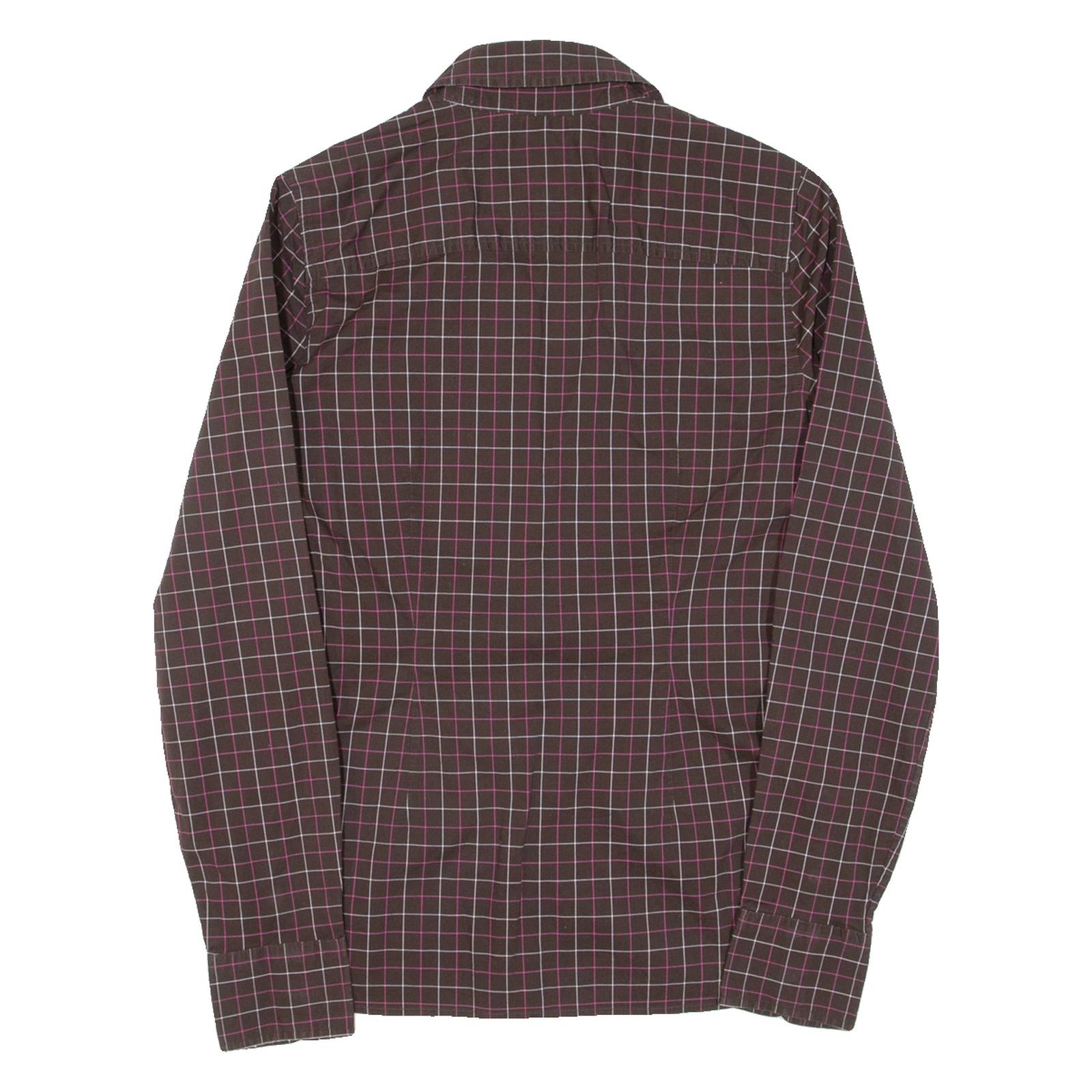 TOMMY HILFIGER Womens Shirt Brown Check Long Sleeve XS