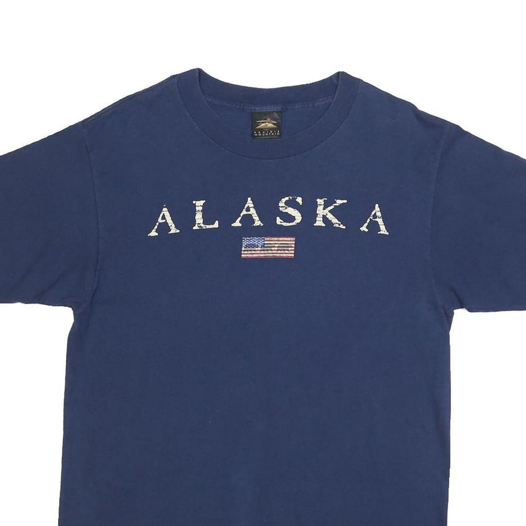PRAIRIE MOUNTAIN Mens Blue Alaska Graphic T-Shirt M Short Sleeve Crew Neck