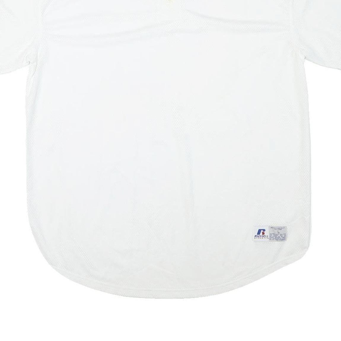 RUSSELL ATHLETIC Mens White Jersey L Short Sleeve V-Neck Sports Shirt