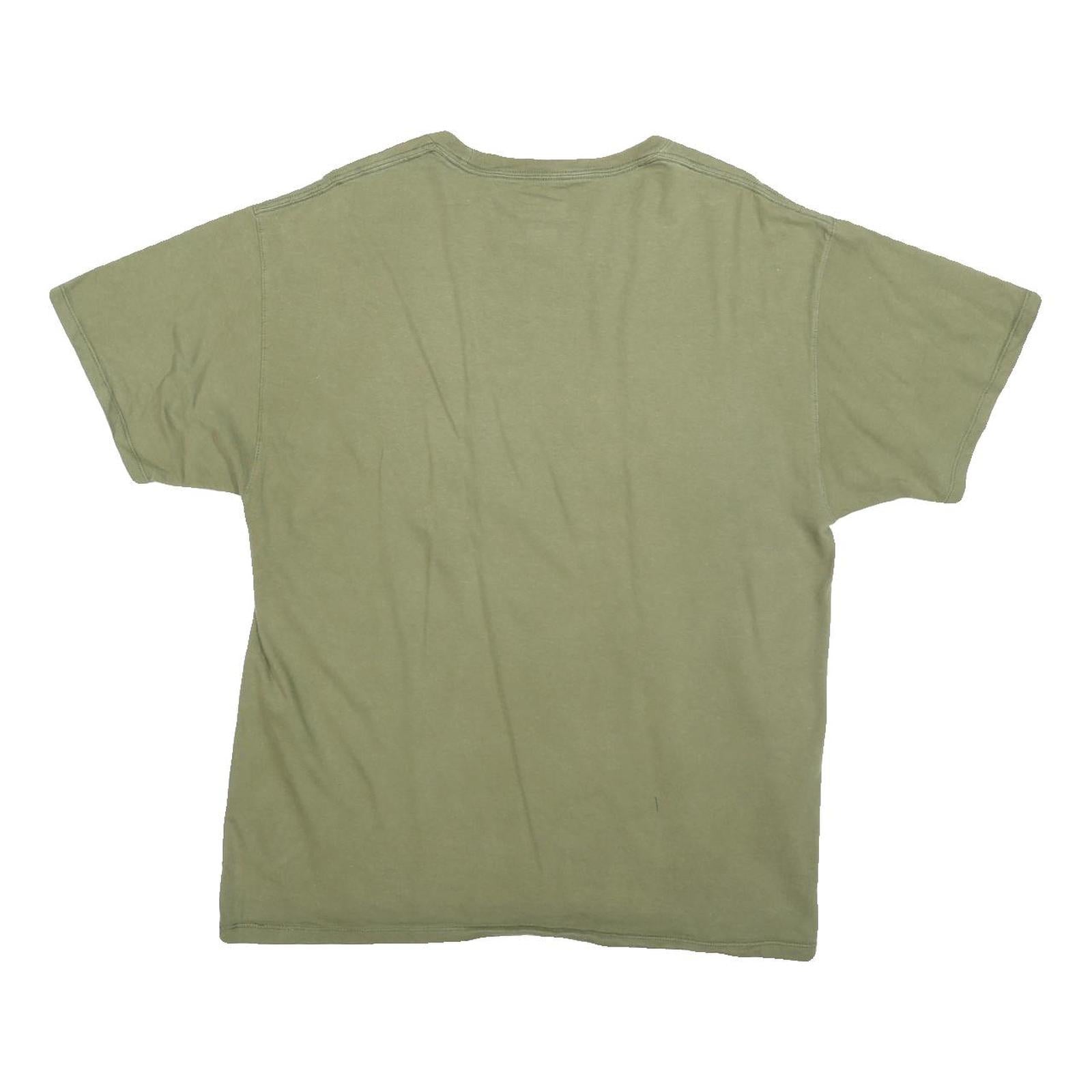 CHAMPION Mens Green Cotton Blend T-Shirt L Short Sleeve Crew Neck Logo