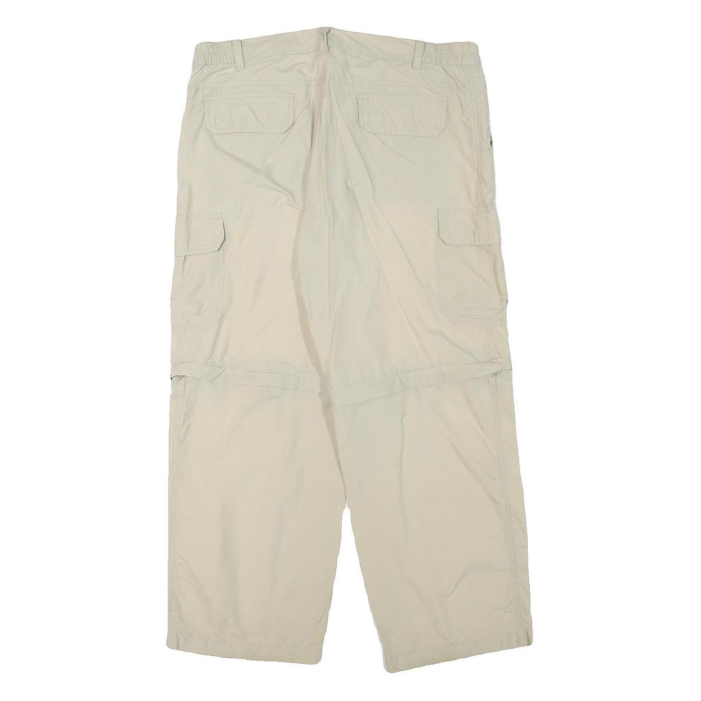 CASUAL X Mens Polyester Blend Beige Relaxed Cargo Trousers W35 L27 Casual Wear