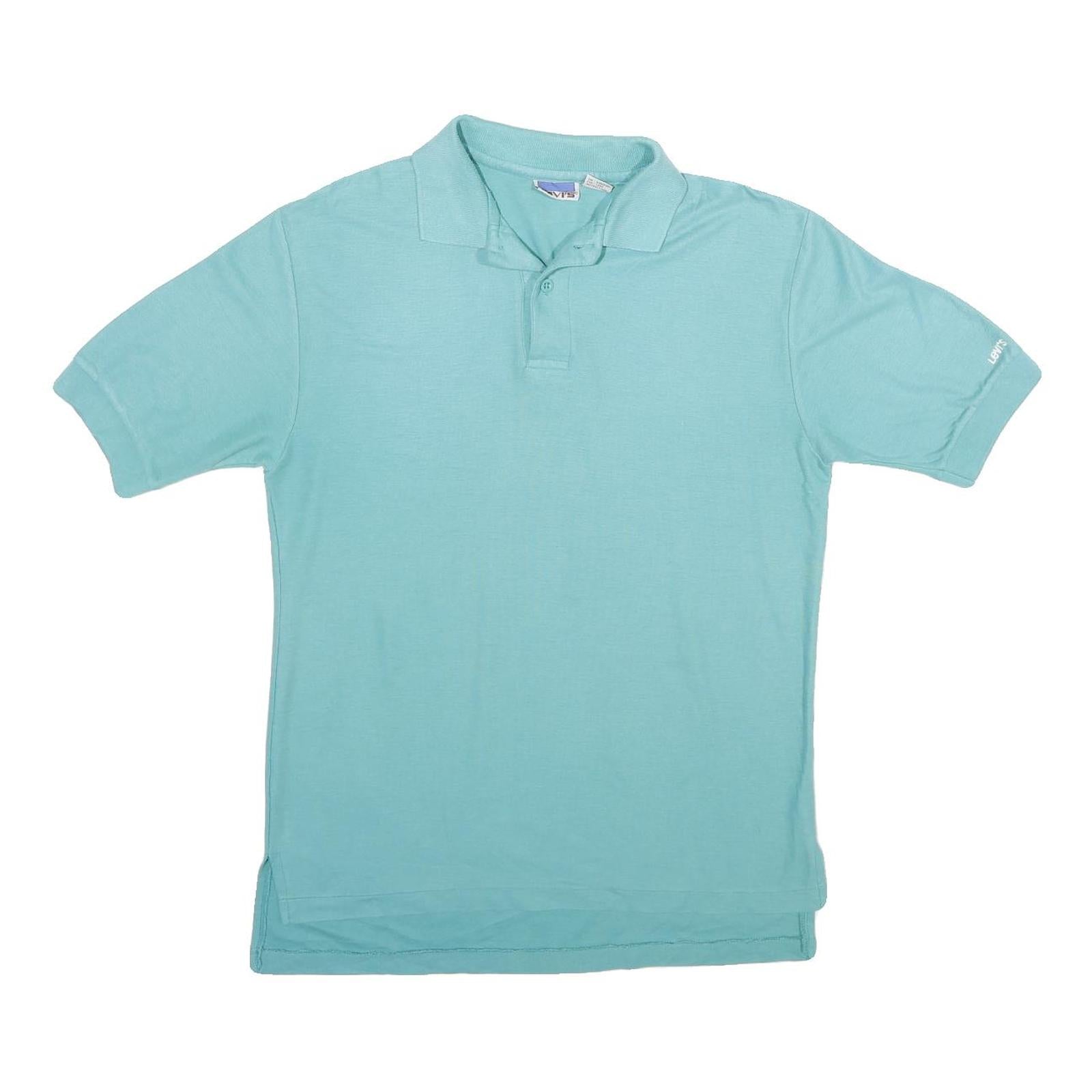 LEVI'S Mens Blue Short Sleeve Plain Polo Shirt M Lightweight Casual