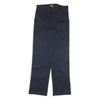 DICKIES Mens Cotton Blend Navy Regular Leg Trousers W32 L30 Classic Zip Closure