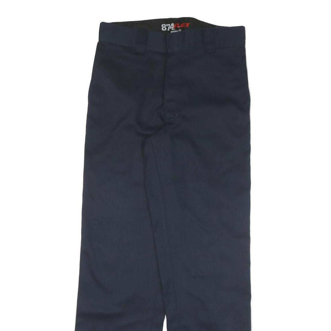 DICKIES Mens Cotton Blend Navy Regular Leg Trousers W32 L30 Classic Zip Closure