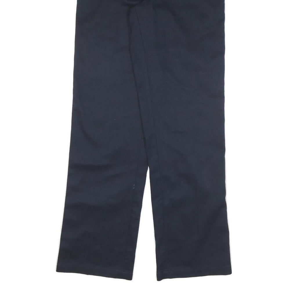 DICKIES Mens Cotton Blend Navy Regular Leg Trousers W32 L30 Classic Zip Closure