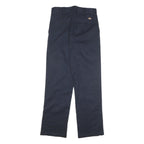 DICKIES Mens Cotton Blend Navy Regular Leg Trousers W32 L30 Classic Zip Closure