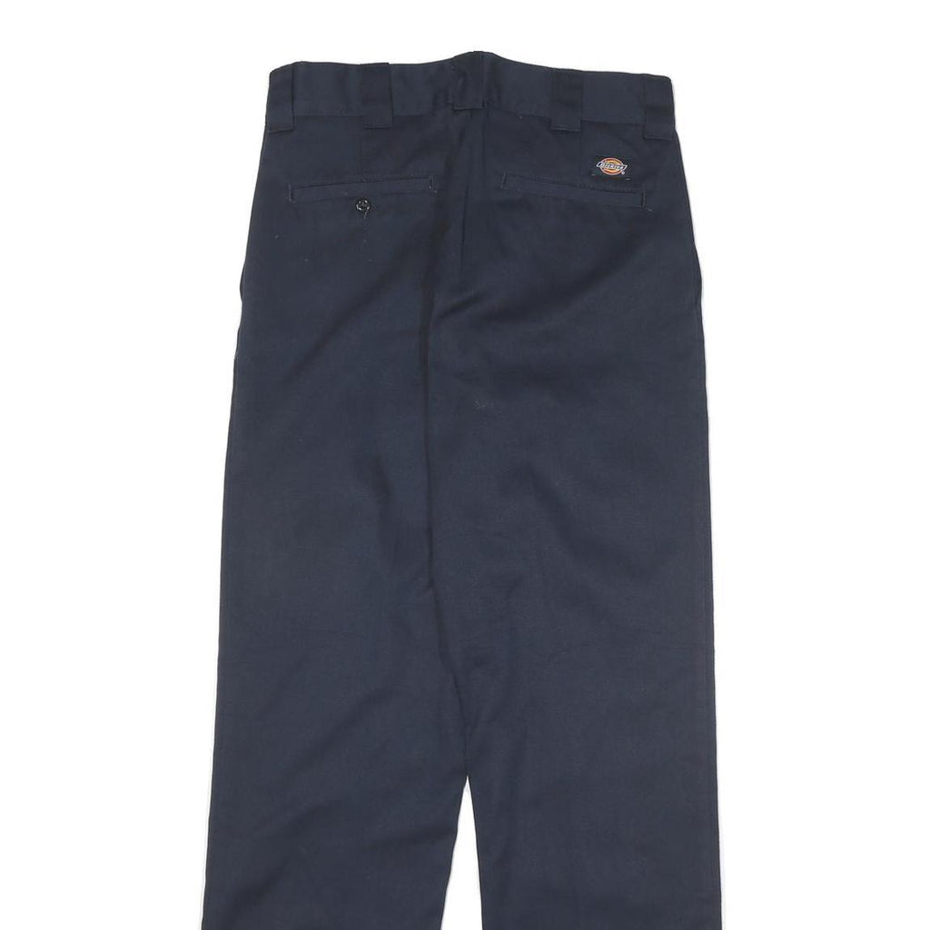 DICKIES Mens Cotton Blend Navy Regular Leg Trousers W32 L30 Classic Zip Closure