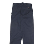 DICKIES Mens Cotton Blend Navy Regular Leg Trousers W32 L30 Classic Zip Closure