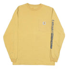 CARHARTT Mens Yellow & Blue Long Sleeve Crew Neck Pocket T-Shirt S Cotton