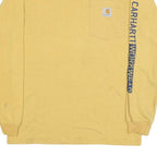 CARHARTT Mens Yellow & Blue Long Sleeve Crew Neck Pocket T-Shirt S Cotton
