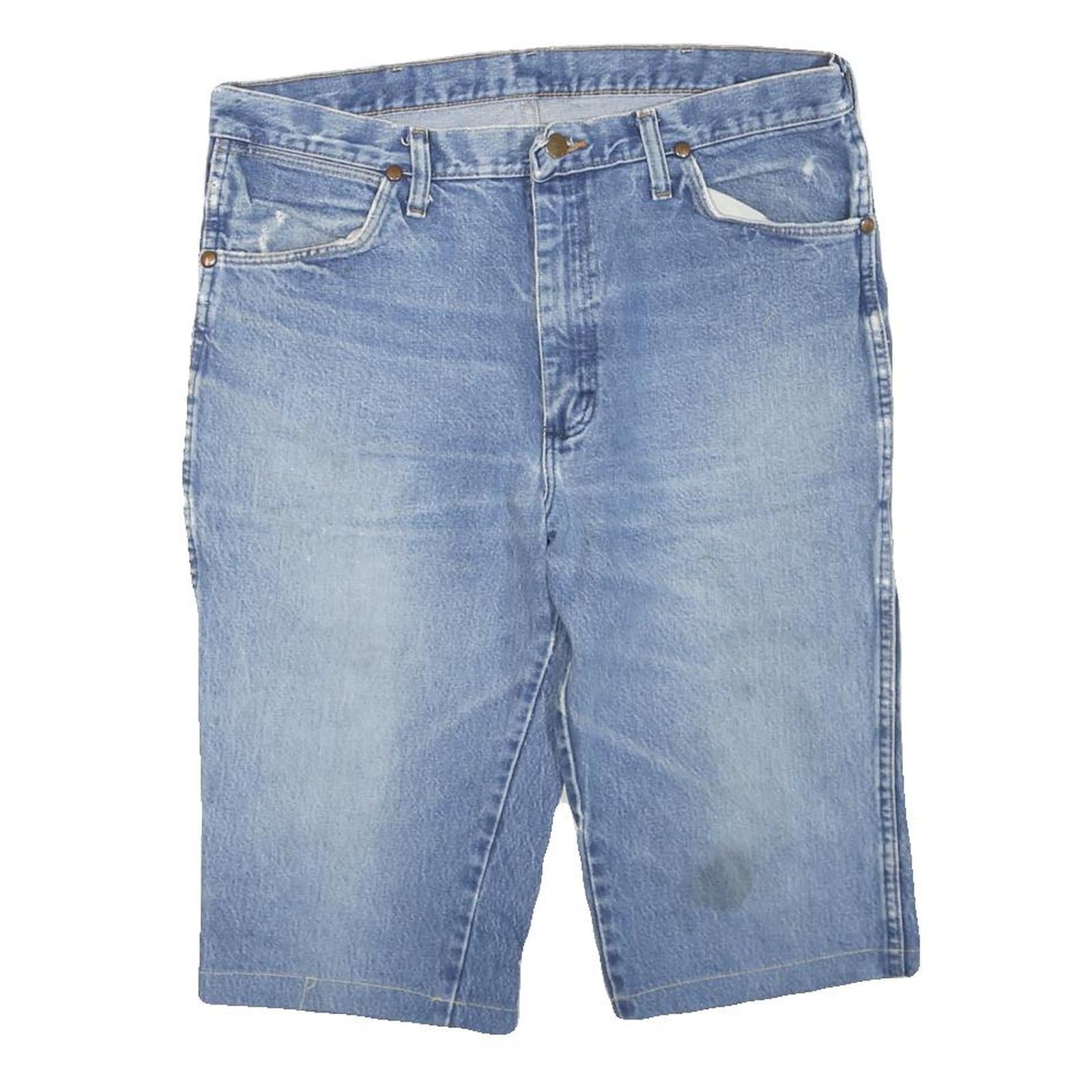 WRANGLER Womens Shorts Blue Denim Casual M W34 Cotton Blend Relaxed Fit