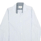 TED BAKER Mens White & Navy Polka Dot Shirt M Cotton Long Sleeve Smart Casual