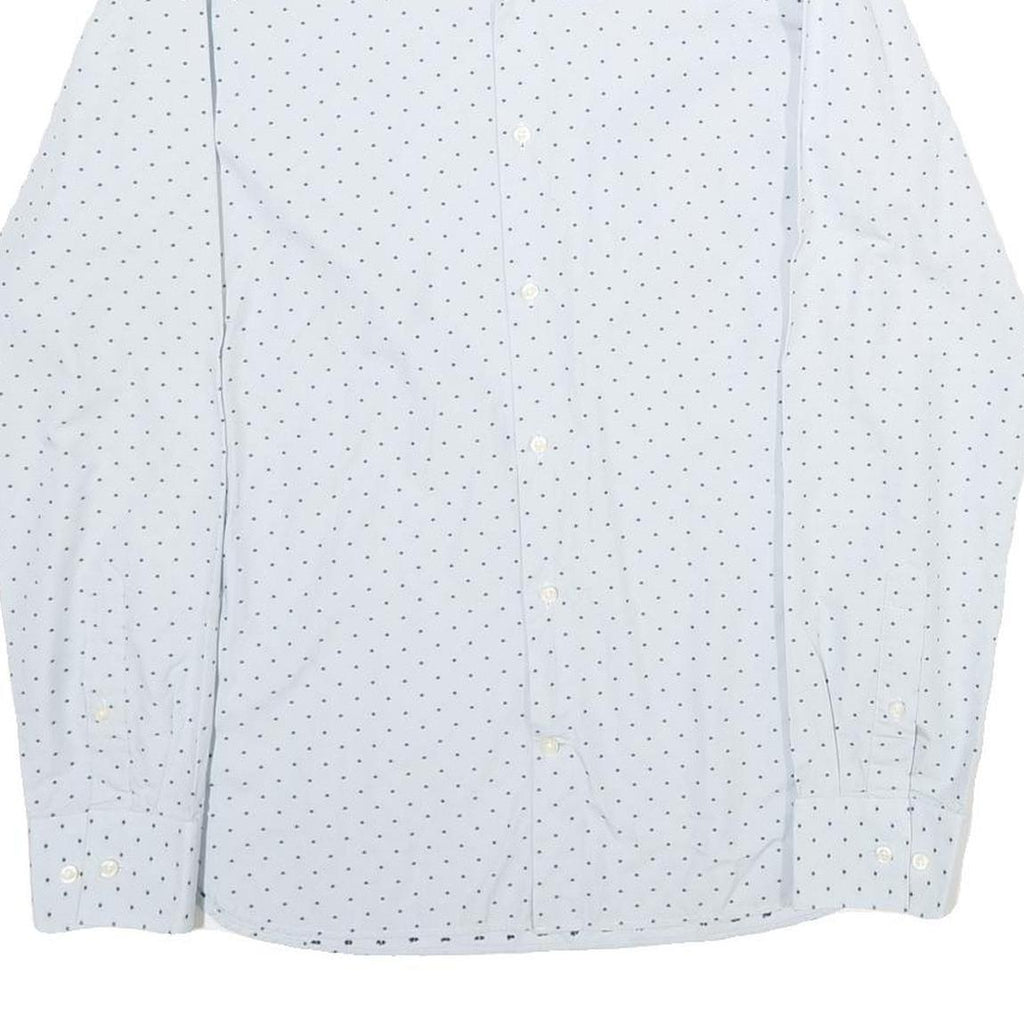 TED BAKER Mens White & Navy Polka Dot Shirt M Cotton Long Sleeve Smart Casual