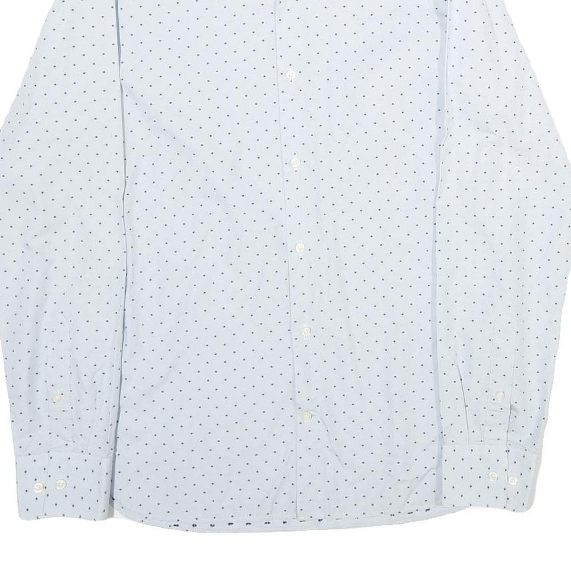 TED BAKER Mens White & Navy Polka Dot Shirt M Cotton Long Sleeve Smart Casual