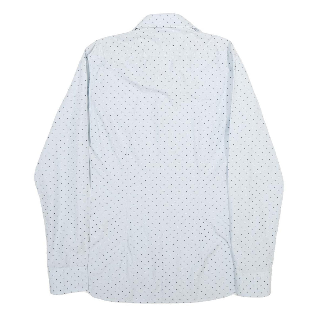 TED BAKER Mens White & Navy Polka Dot Shirt M Cotton Long Sleeve Smart Casual