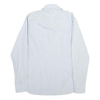TED BAKER Mens White & Navy Polka Dot Shirt M Cotton Long Sleeve Smart Casual