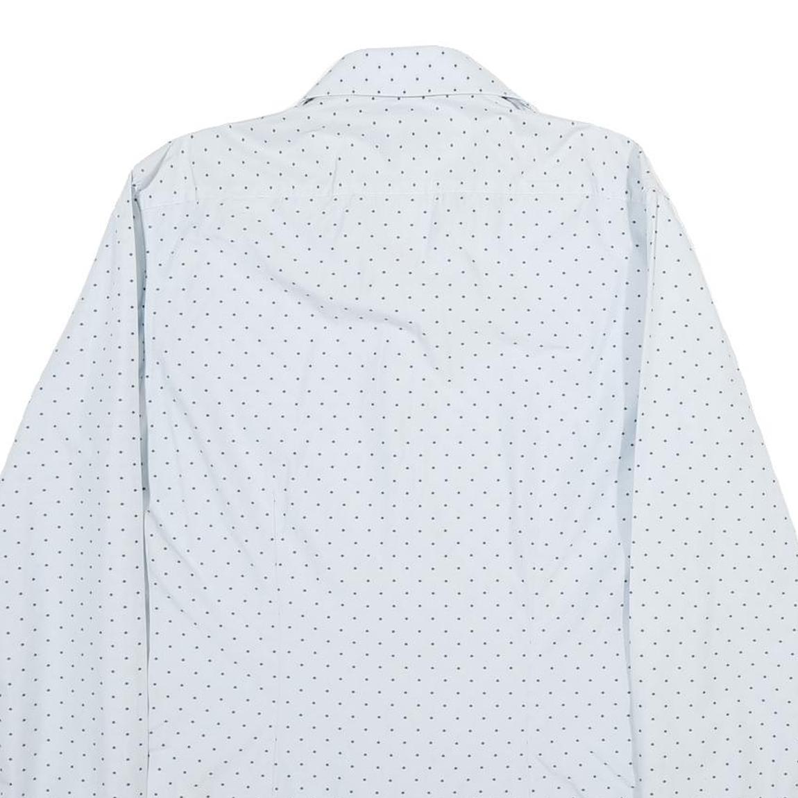 TED BAKER Mens White & Navy Polka Dot Shirt M Cotton Long Sleeve Smart Casual
