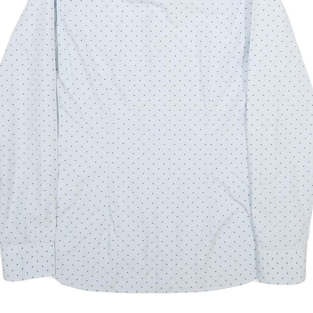 TED BAKER Mens White & Navy Polka Dot Shirt M Cotton Long Sleeve Smart Casual