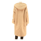 LEADERMANN Womens Beige Hooded Button Jacket M Cotton Blend Classic Coat Long