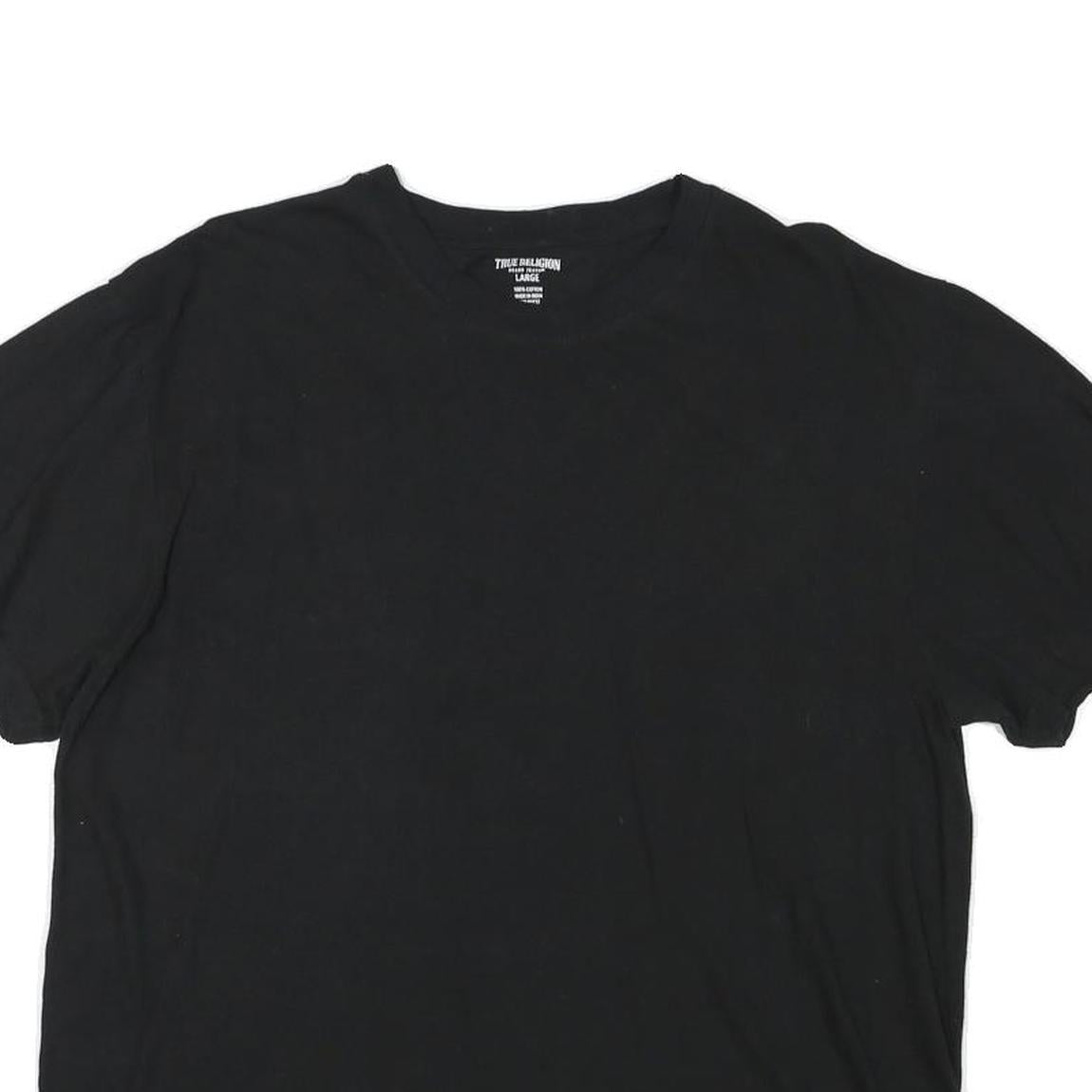 TRUE RELIGION Mens Black L T-Shirt Short Sleeve Crew Neck Logo Sleeve
