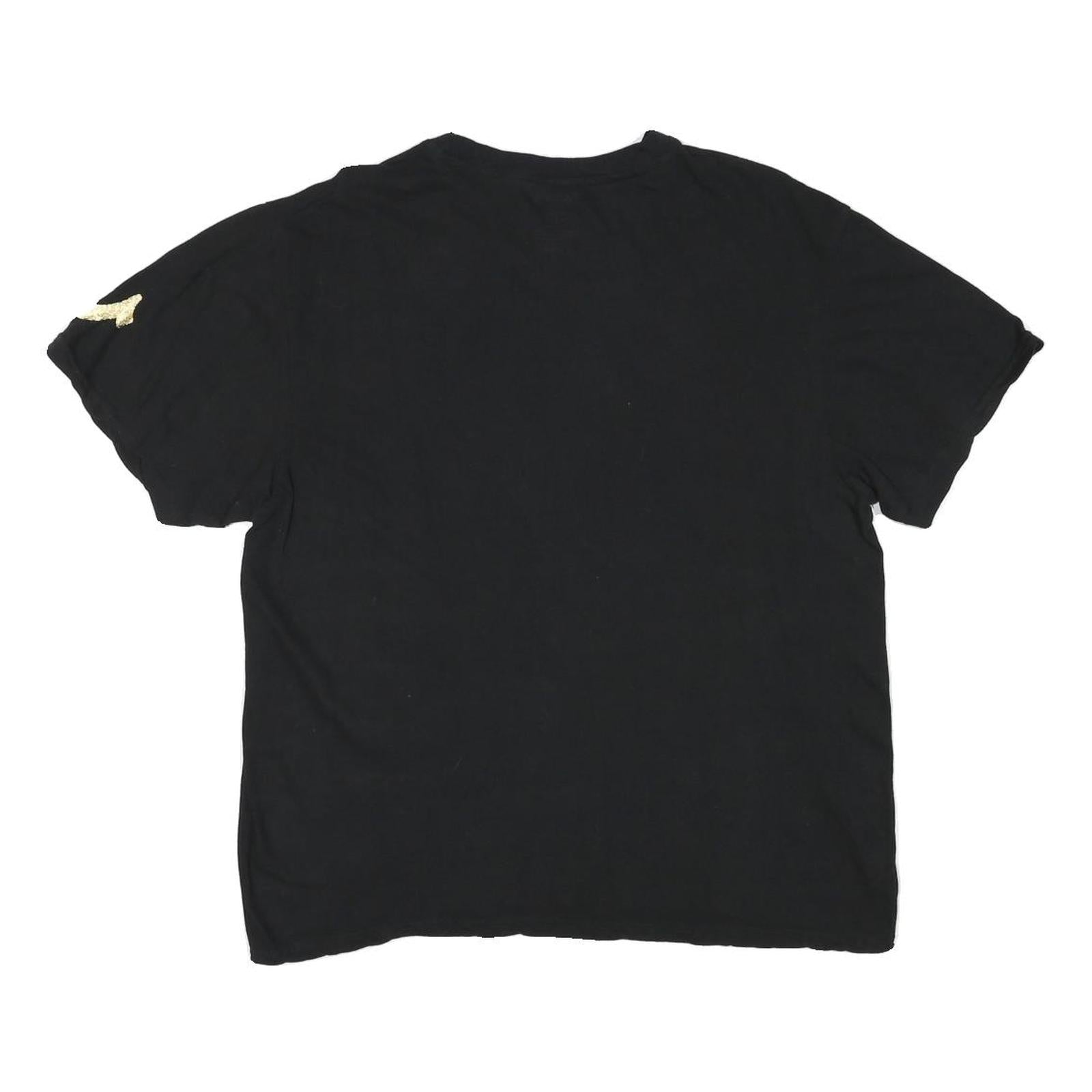 TRUE RELIGION Mens Black L T-Shirt Short Sleeve Crew Neck Logo Sleeve