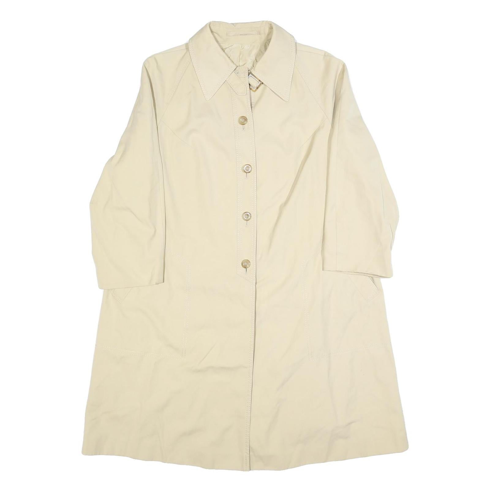 VALMELINE Womens Beige Cotton Button Jacket M Classic Fit Plain Stylish