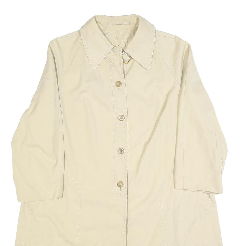 VALMELINE Womens Beige Cotton Button Jacket M Classic Fit Plain Stylish