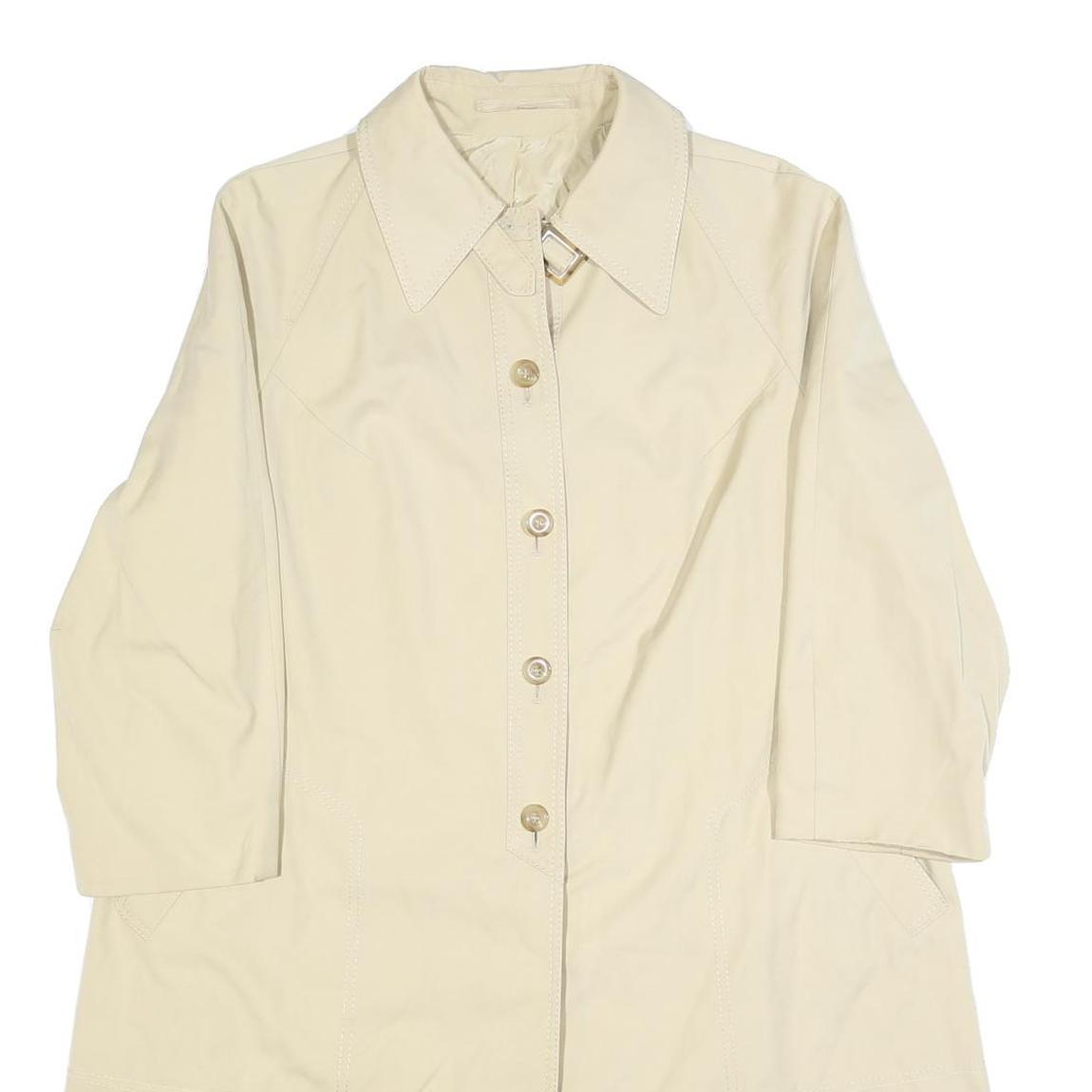 VALMELINE Womens Beige Cotton Button Jacket M Classic Fit Plain Stylish