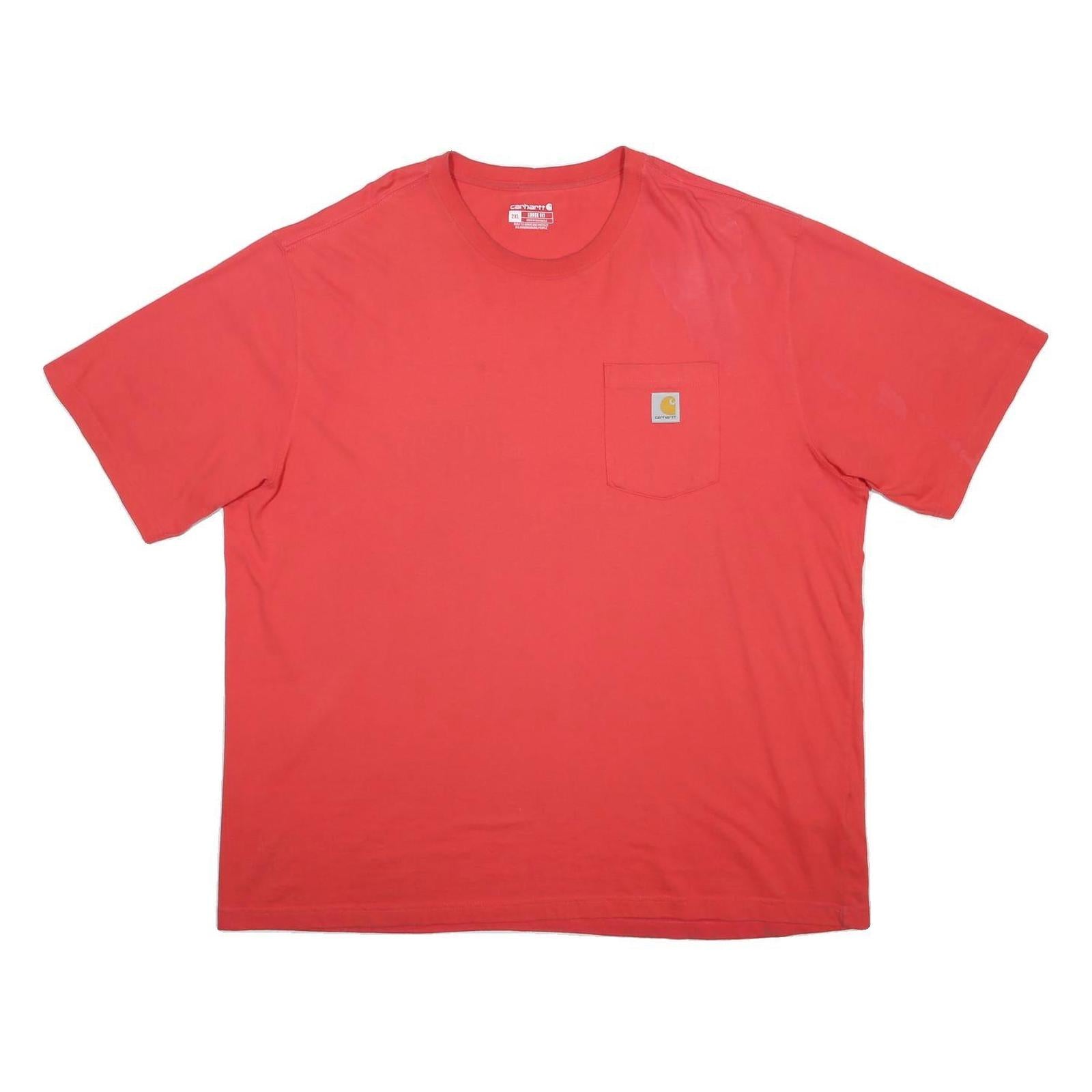 CARHARTT Mens Red Pocket T-Shirt 2XL Short Sleeve Crew Neck Casual Cotton Blend