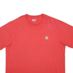 CARHARTT Mens Red Pocket T-Shirt 2XL Short Sleeve Crew Neck Casual Cotton Blend