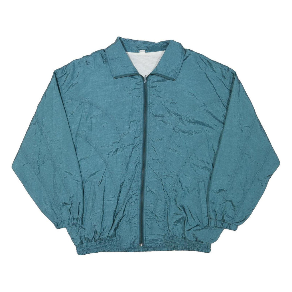 Mens Blue Polyester Blend Zip Jacket XL Lightweight Plain Casual Outerwear