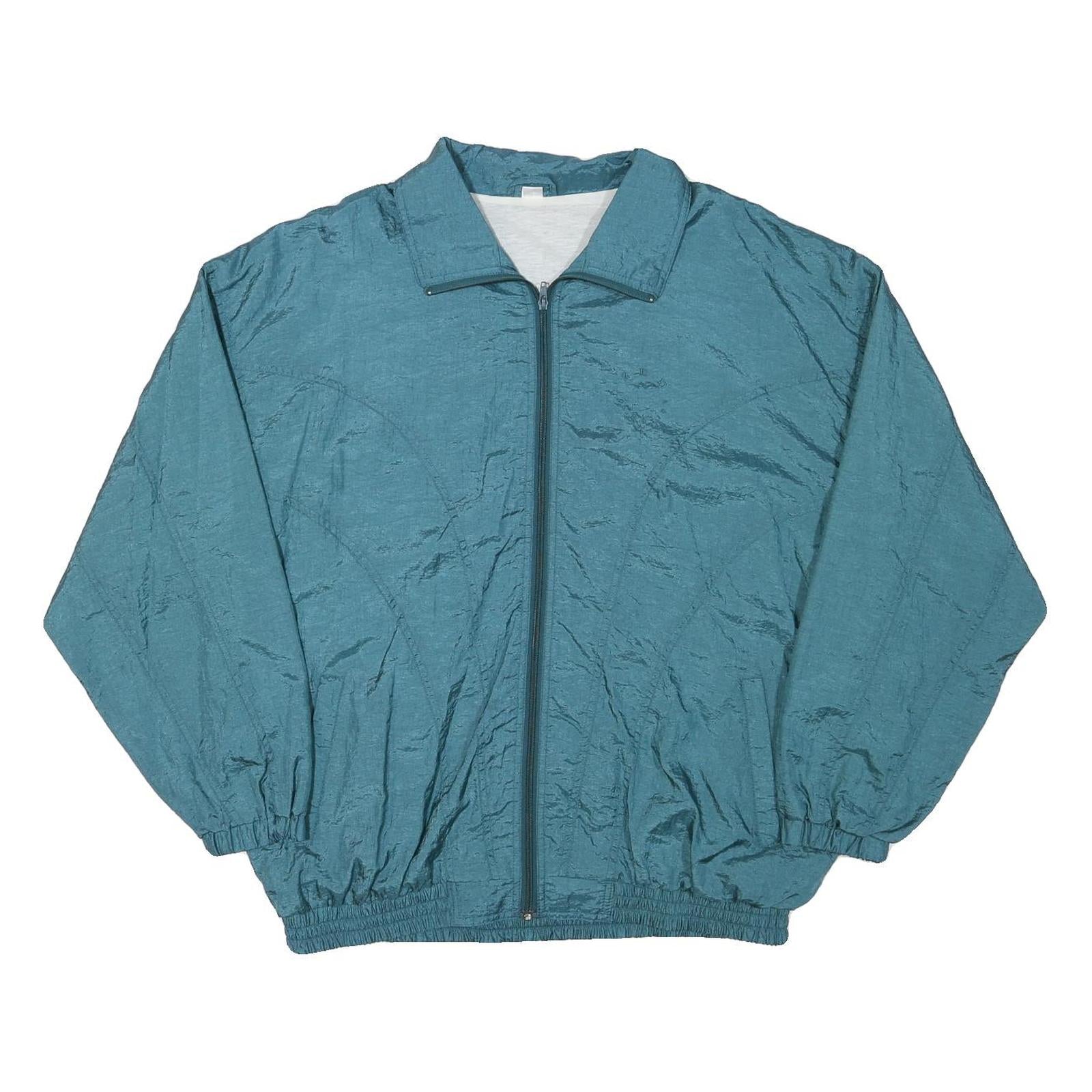 Mens Blue Polyester Blend Zip Jacket XL Lightweight Plain Casual Outerwear