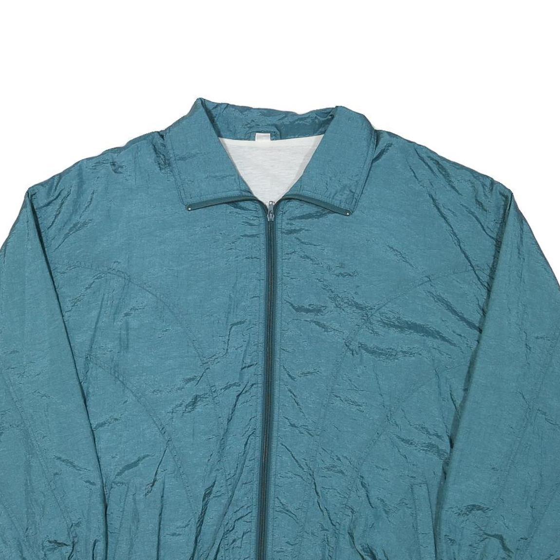 Mens Blue Polyester Blend Zip Jacket XL Lightweight Plain Casual Outerwear