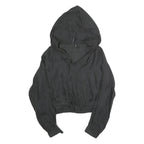 ZARA Womens Black Hooded Top Long Sleeve V-Neck XS Lightweight Casual