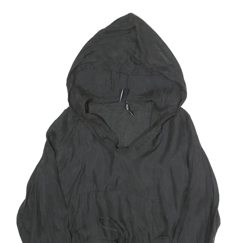 ZARA Womens Black Hooded Top Long Sleeve V-Neck XS Lightweight Casual